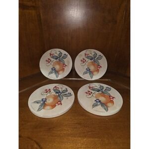 Corelle Coordinates Stoneware Abundance Pattern Drink Beverage Coasters 4 Pc Set